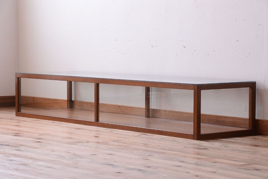 アンティーク家具　和製アンティーク　古い木のシンプルな卓上ローガラスケース(ショーケース)