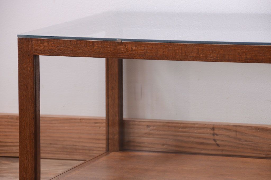 アンティーク家具　和製アンティーク　古い木のシンプルな卓上ローガラスケース(ショーケース)