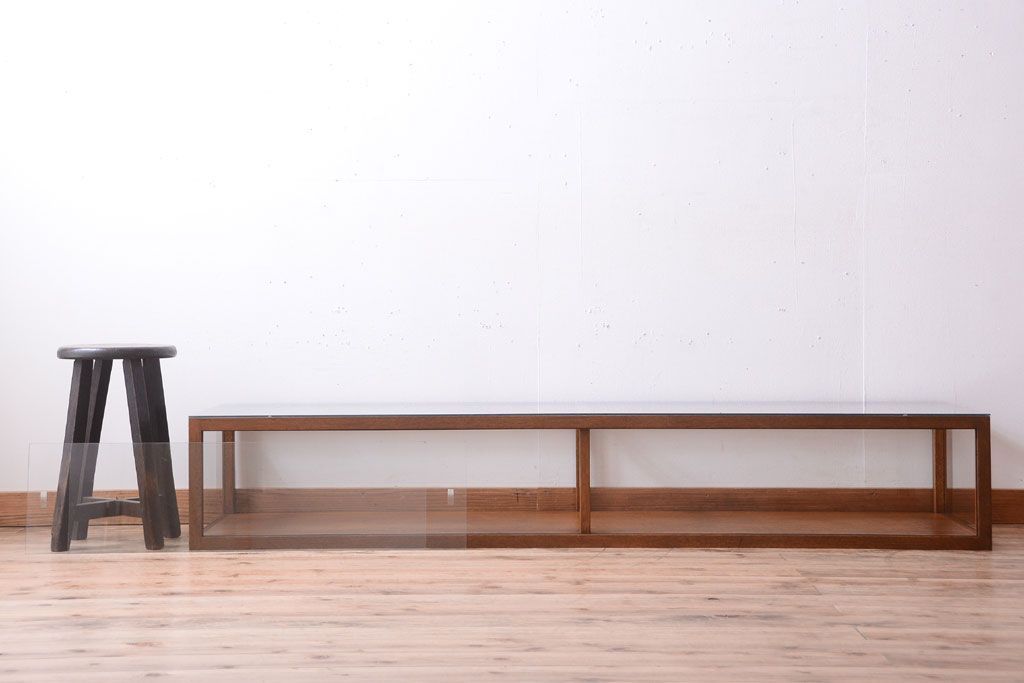 アンティーク家具　和製アンティーク　古い木のシンプルな卓上ローガラスケース(ショーケース)