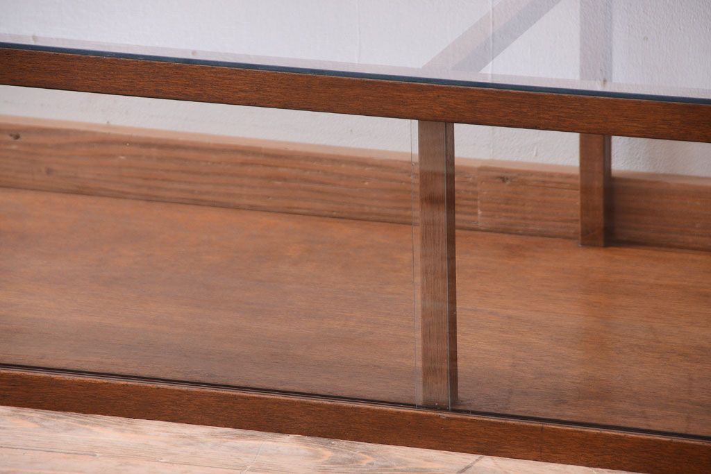 アンティーク家具　和製アンティーク　古い木のシンプルな卓上ローガラスケース(ショーケース)