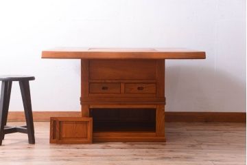中古　欅材の囲炉裏テーブル(ダイニングテーブル)