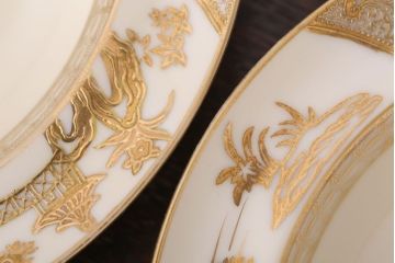 オールドノリタケ 英国輸出 マルキ アンティーク金彩プレート3枚セット(洋食器)(1)