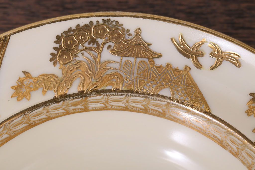 オールドノリタケ 英国輸出 マルキ アンティーク金彩プレート3枚セット(洋食器)(2)