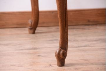 ヴィンテージ家具　フランスビンテージ　パーケット天板　オーク材　猫脚のダイニングテーブル(エクステンションテーブル)
