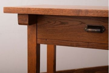 レトロ家具　昭和レトロ　天板栗材!古い木のシンプルな平机(デスク・作業台)