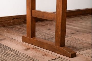 レトロ家具　昭和レトロ　天板栗材!古い木のシンプルな平机(デスク・作業台)