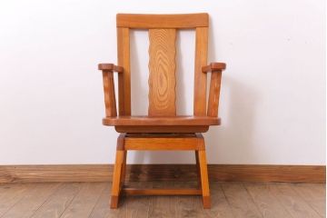 中古　欅材の回転椅子(回転イス)(2)