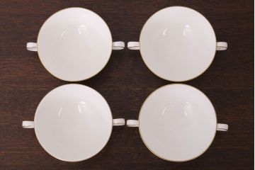 イギリスビンテージ　 ROYAL DOULTON(ロイヤルドルトン)　monteigne　スープカップトリオ4客セット(洋食器)