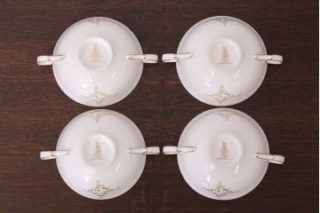 イギリスビンテージ　 ROYAL DOULTON(ロイヤルドルトン)　monteigne　スープカップトリオ4客セット(洋食器)