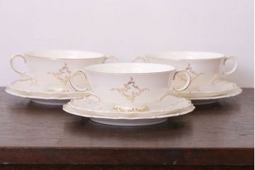 イギリスビンテージ　 ROYAL DOULTON(ロイヤルドルトン)　monteigne　スープカップトリオ3客セット(洋食器)