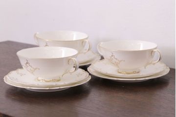 イギリスビンテージ　 ROYAL DOULTON(ロイヤルドルトン)　monteigne　スープカップトリオ3客セット(洋食器)