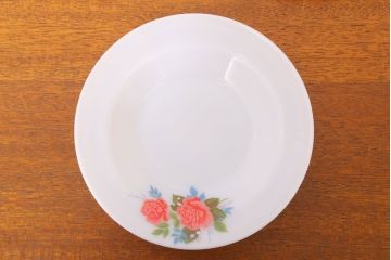イギリスビンテージ　JAJ　パイレックス　Cottage Rose(コテージ ローズ)シリーズ　ミルクガラスのスープ皿3枚セット(洋食器)(2)