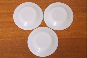 イギリスビンテージ　JAJ　パイレックス　Cottage Rose(コテージ ローズ)シリーズ　ミルクガラスのスープ皿3枚セット(洋食器)(2)