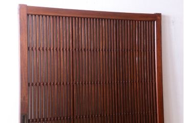 古民具・骨董　総欅　裏ガラス入りのアンティーク格子蔵戸(玄関戸)