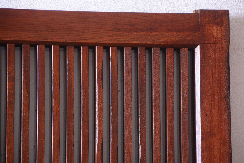 古民具・骨董　総欅　裏ガラス入りのアンティーク格子蔵戸(玄関戸)