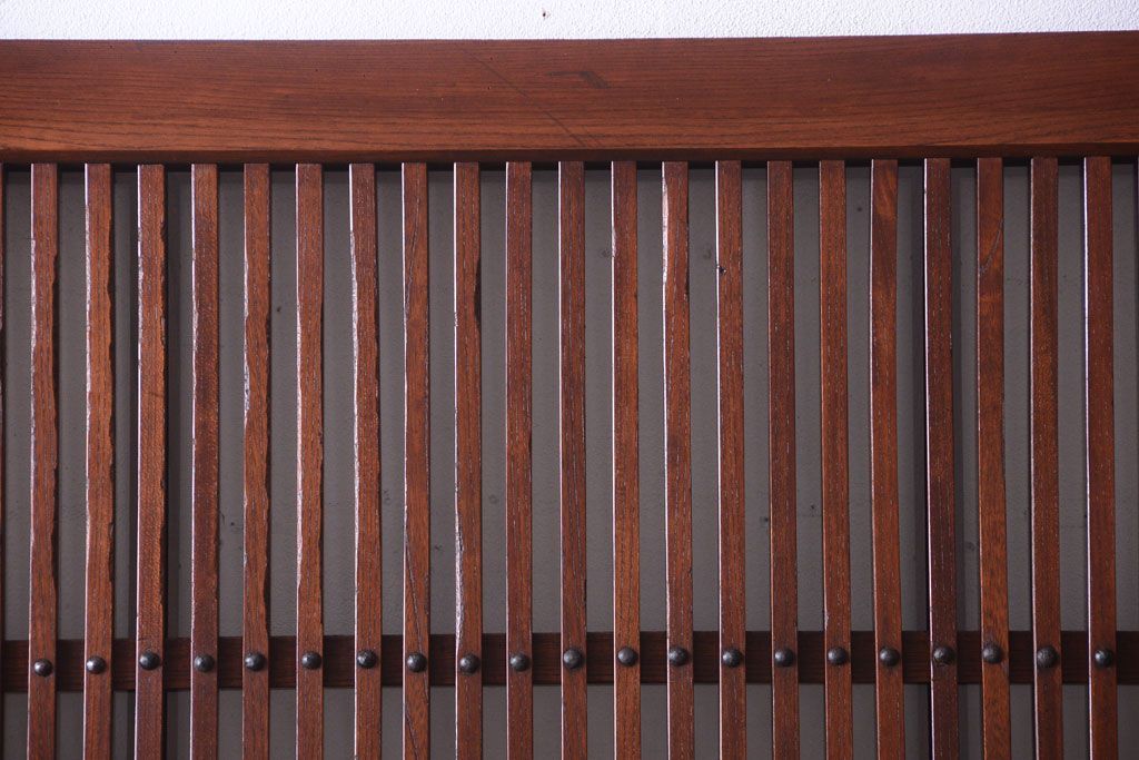 古民具・骨董　総欅　裏ガラス入りのアンティーク格子蔵戸(玄関戸)