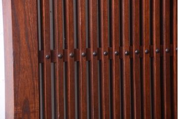 古民具・骨董　総欅　裏ガラス入りのアンティーク格子蔵戸(玄関戸)