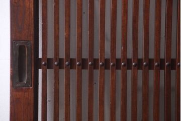 古民具・骨董　総欅　裏ガラス入りのアンティーク格子蔵戸(玄関戸)