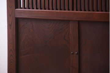 古民具・骨董　総欅　裏ガラス入りのアンティーク格子蔵戸(玄関戸)