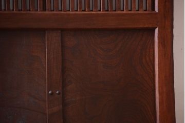 古民具・骨董　総欅　裏ガラス入りのアンティーク格子蔵戸(玄関戸)