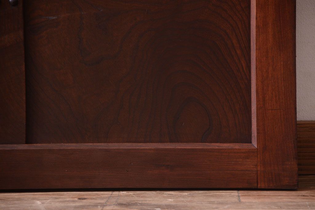 古民具・骨董　総欅　裏ガラス入りのアンティーク格子蔵戸(玄関戸)