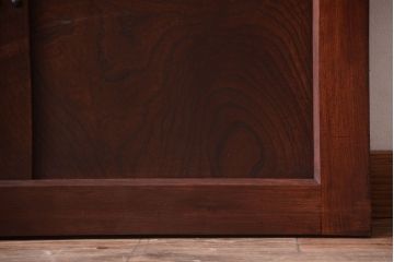 古民具・骨董　総欅　裏ガラス入りのアンティーク格子蔵戸(玄関戸)