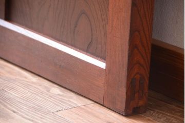 古民具・骨董　総欅　裏ガラス入りのアンティーク格子蔵戸(玄関戸)