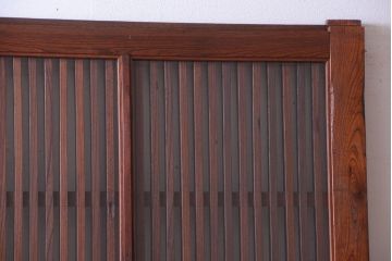 古民具・骨董　総欅　裏ガラス入りのアンティーク格子蔵戸(玄関戸)