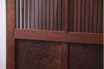 古民具・骨董　総欅　裏ガラス入りのアンティーク格子蔵戸(玄関戸)