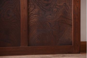 古民具・骨董　総欅　裏ガラス入りのアンティーク格子蔵戸(玄関戸)