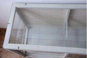 アンティーク家具　ペイント　脚付きのアンティークガラスケース(ショーケース)