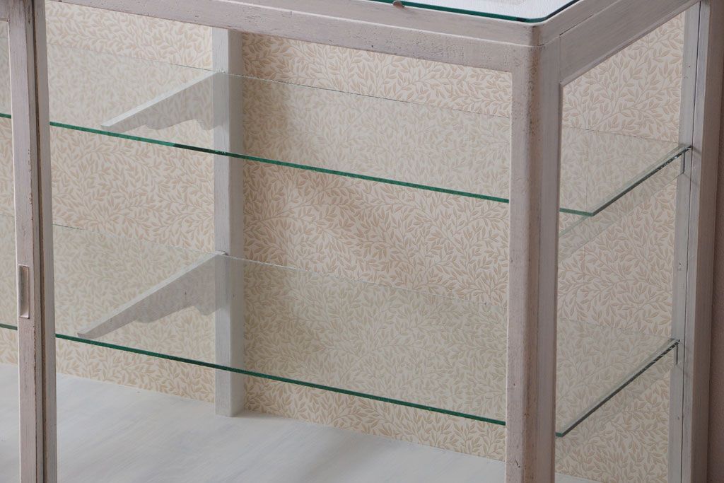 アンティーク家具　ペイント　脚付きのアンティークガラスケース(ショーケース)