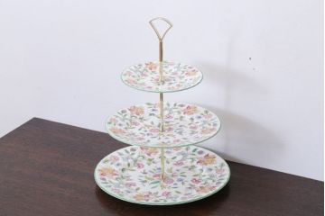 アンティーク雑貨　イギリスMINTON(ミントン)　Haddon Hall(ハドンホール)　3段ケーキスタンド