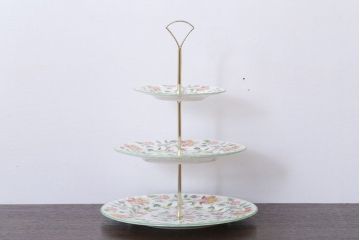 アンティーク雑貨　イギリスMINTON(ミントン)　Haddon Hall(ハドンホール)　3段ケーキスタンド