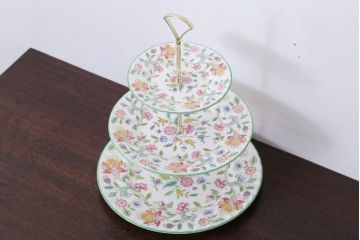 アンティーク雑貨　イギリスMINTON(ミントン)　Haddon Hall(ハドンホール)　3段ケーキスタンド