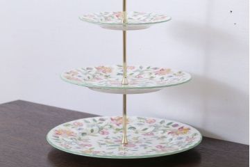 アンティーク雑貨　イギリスMINTON(ミントン)　Haddon Hall(ハドンホール)　3段ケーキスタンド