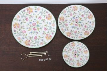 アンティーク雑貨　イギリスMINTON(ミントン)　Haddon Hall(ハドンホール)　3段ケーキスタンド