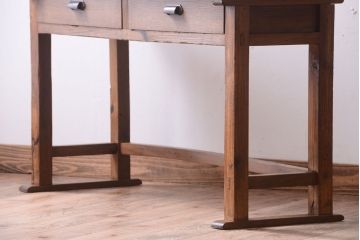 昭和レトロ　引き出しリメイク　小学校の古い平机(デスク・作業台)