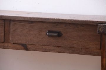 昭和レトロ　引き出しリメイク　小学校の古い平机(デスク・作業台)