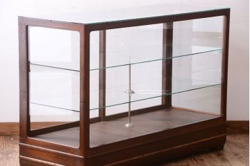 アンティーク家具　和製アンティーク　上品な古い木のガラスケース(ショーケース)