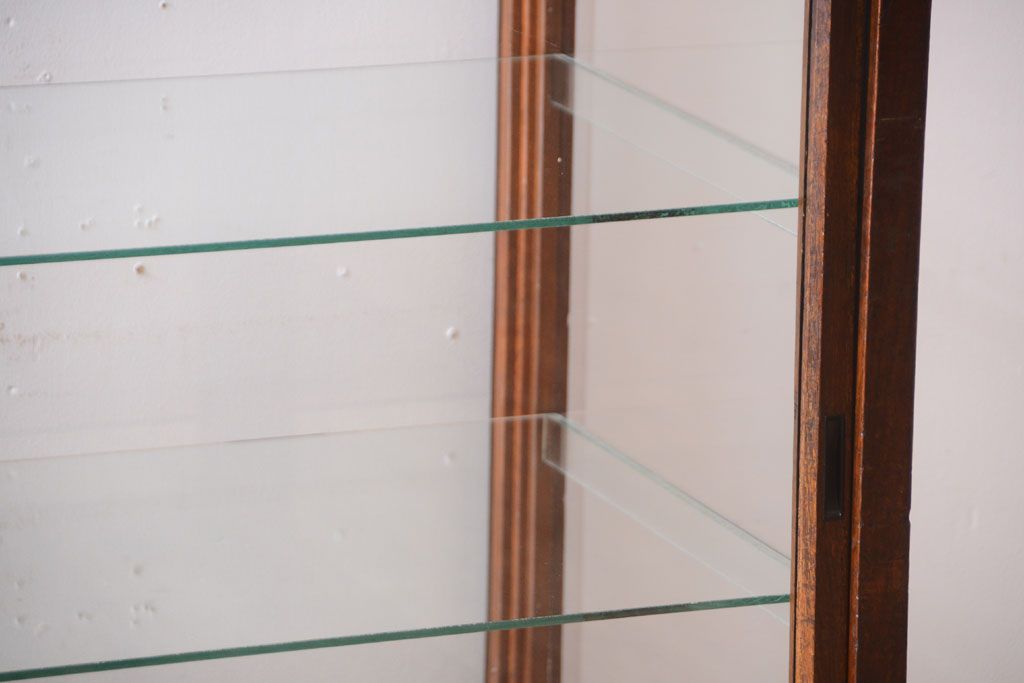 アンティーク家具　和製アンティーク　上品な古い木のガラスケース(ショーケース)