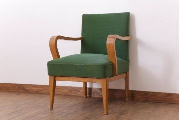 アンティーク家具 和製アンティーク オリジナル座面のナラ材アームチェア(1)