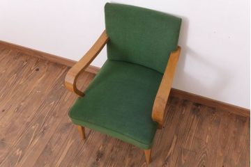 アンティーク家具 和製アンティーク オリジナル座面のナラ材アームチェア(1)