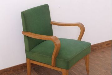 アンティーク家具 和製アンティーク オリジナル座面のナラ材アームチェア(1)