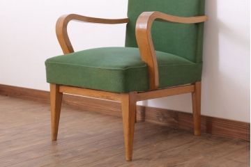 アンティーク家具 和製アンティーク オリジナル座面のナラ材アームチェア(1)