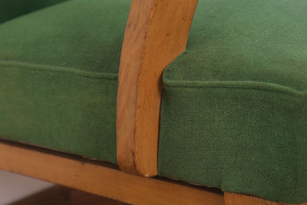 アンティーク家具 和製アンティーク オリジナル座面のナラ材アームチェア(1)