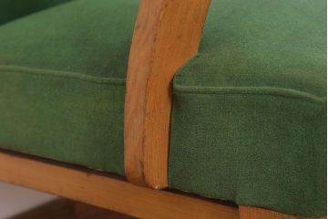 アンティーク家具 和製アンティーク オリジナル座面のナラ材アームチェア(1)