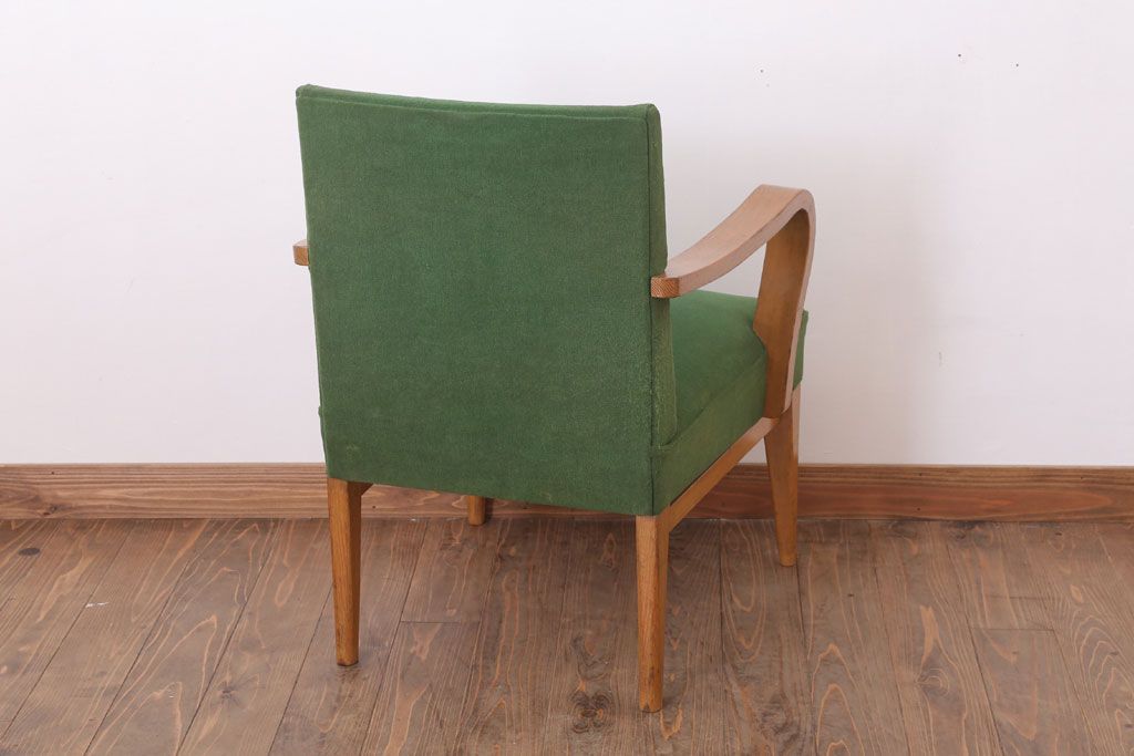 アンティーク家具 和製アンティーク オリジナル座面のナラ材アームチェア(1)