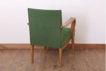 アンティーク家具 和製アンティーク オリジナル座面のナラ材アームチェア(1)