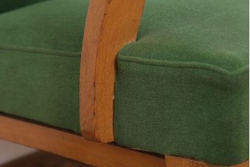 アンティーク家具　和製アンティーク　オリジナル座面のナラ材アームチェア(2)